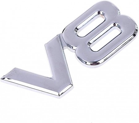 V8 emblem krom